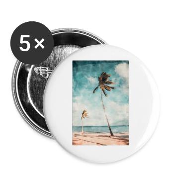 Belle plage de rêve peinte à l'aquarelle - Lot de 5 grands badges (56 mm) - blanc - Devant