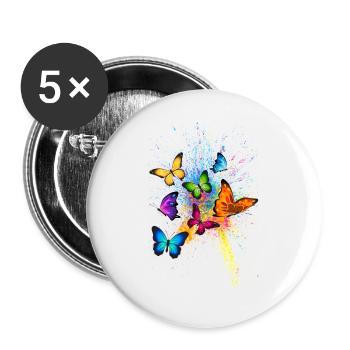 Schmetterling Butterfly Tier Animal Color Splash - Buttons large 2.2''/56 mm (5-pack) - white - Front
