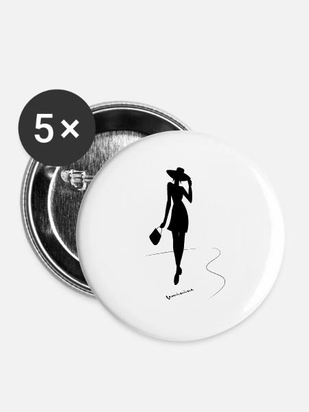 Frau Feminin - Buttons groß 56 mm (5er Pack) - Weiß