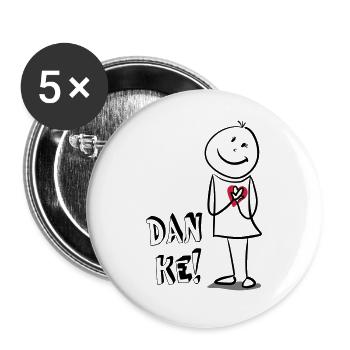 Danke - Buttons groß 56 mm (5er Pack) - Weiß - Vorne