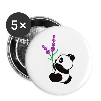 Panda Flower - Buttons large 2.2''/56 mm (5-pack) - white - Front