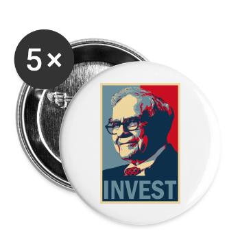 warren buffett invest II buy and hold stock exchange - Buttons large 2.2''/56 mm (5-pack) - white - Front