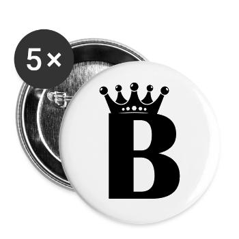 Buchstabe B Krone - Buttons groß 56 mm (5er Pack) - Weiß - Vorne