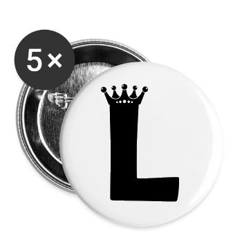 Letter L crown - Buttons large 2.2''/56 mm (5-pack) - white - Front