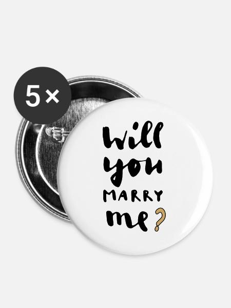 Willst du mich heiraten - Buttons groß 56 mm (5er Pack) - Weiß