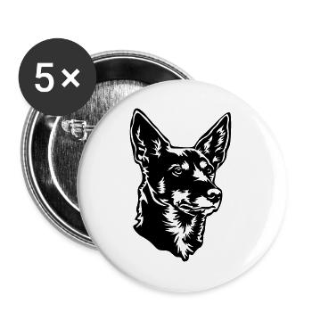 Tête de kelpie australienne - Lot de 5 grands badges (56 mm) - blanc - Devant