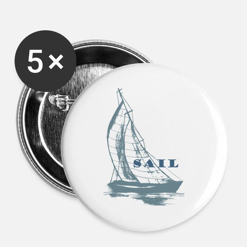 sailboat,sea,gift,maritim,cool,trend, - Buttons large 2.2''/56 mm (5-pack) - white