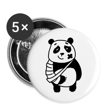 Panda gebrochener Arm - Buttons groß 56 mm (5er Pack) - Weiß - Vorne