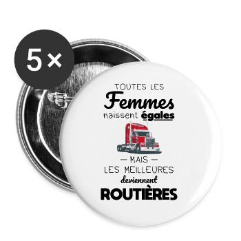 Femmes égales les meilleures deviennent routières - Lot de 5 grands badges (56 mm) - blanc - Devant