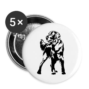 Flat-coated Retriever - Buttons groß 56 mm (5er Pack) - Weiß - Vorne