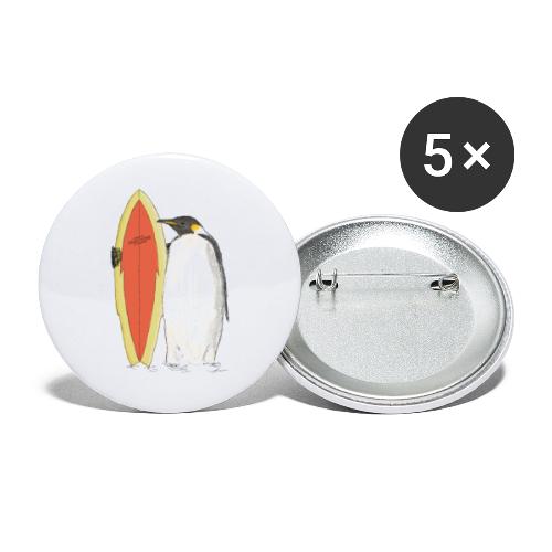 Ein Pinguin mit Surfboard - Buttons groß 56 mm (5er Pack)