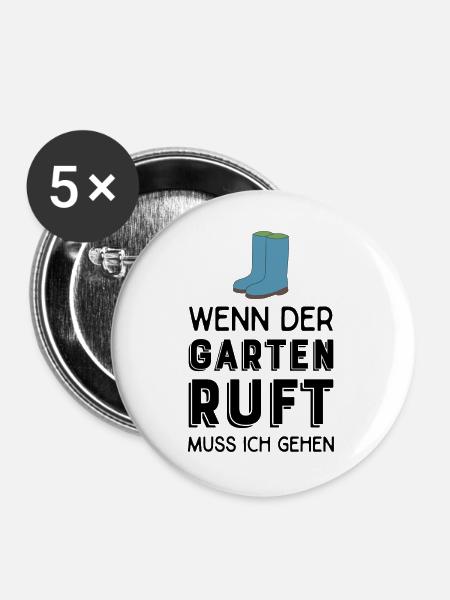Gartenarbeit - Buttons groß 56 mm (5er Pack) - Weiß