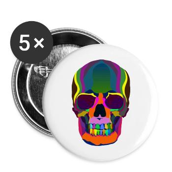 Rainbowskull, New - Buttons large 2.2''/56 mm (5-pack) - white - Front