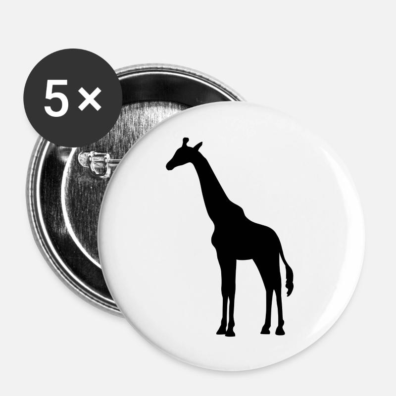 Giraffe Silhouette - Buttons groß 56 mm (5er Pack) - Weiß