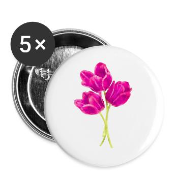 Wasserfarben Blumen Frühling Frühlingsanfang Tulpe - Buttons groß 56 mm (5er Pack) - Weiß - Vorne
