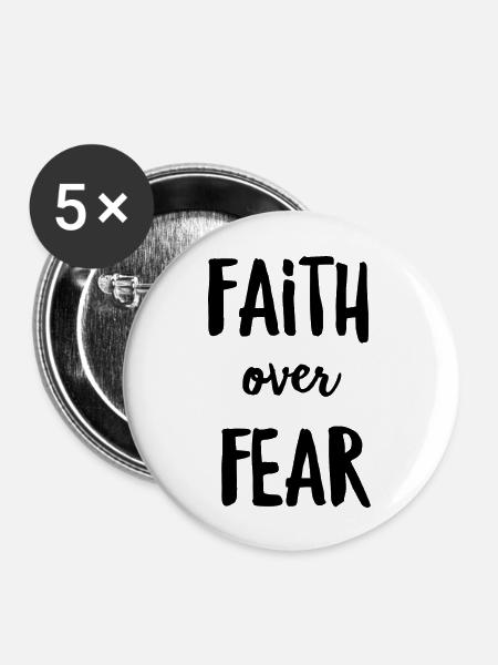 Glaube über Angst - Buttons groß 56 mm (5er Pack) - Weiß