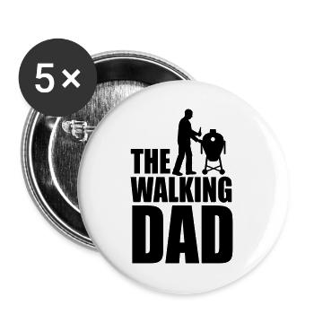 The walking dad Kamado BBQ cadeau de la fête des pères - Lot de 5 grands badges (56 mm) - blanc - Devant