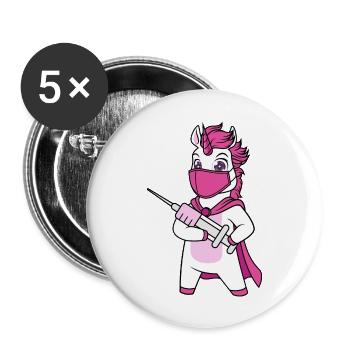 Vaccinated Vaccination Immunicorn Unicorn - Buttons large 2.2''/56 mm (5-pack) - white - Front