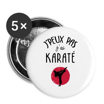 J'peux pas j'ai karaté - Lot de 5 grands badges (56 mm) - blanc - Devant