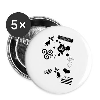 breizh T-Shirt Geschenk - Buttons groß 56 mm (5er Pack) - Weiß - Vorne