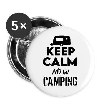 Keep Calm Camping Campen Campingbus Caravan - Buttons large 2.2''/56 mm (5-pack) - white - Front