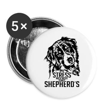 AUSTRALIAN SHEPHERD stress mich nicht Wilsigns - Buttons groß 56 mm (5er Pack) - Weiß - Vorne
