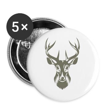 Coole Hirsch Illustration - Buttons groß 56 mm (5er Pack) - Weiß - Vorne