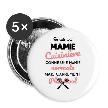 Mamie cuisinière comme une mamie normale plus cool - Lot de 5 grands badges (56 mm) - blanc - Devant