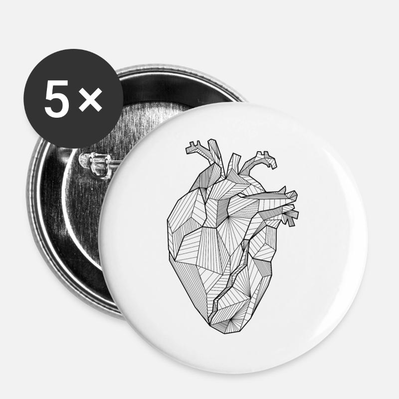 Heart - Buttons large 2.2''/56 mm (5-pack) - white