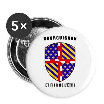 BURGUNDER UND STOLZ DARAUF! - Buttons groß 56 mm (5er Pack) - Weiß - Vorne