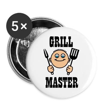 Grill master of the BBQ with kitchen tools - Buttons large 2.2''/56 mm (5-pack) - white - Front