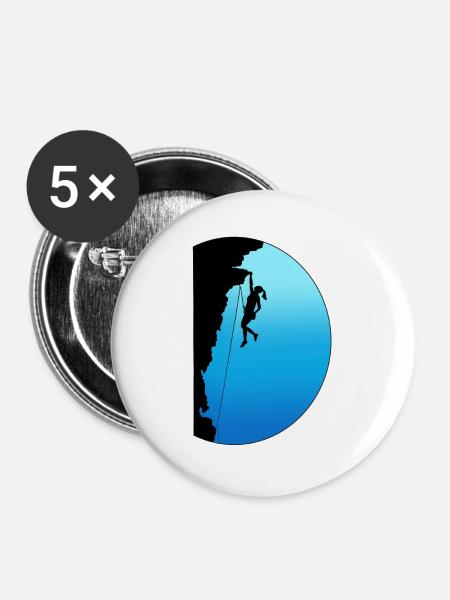 Climb on (She, blue) - Buttons groß 56 mm (5er Pack) - Weiß