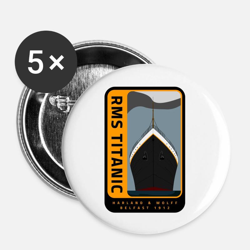 Titanic - Buttons large 2.2''/56 mm (5-pack) - white
