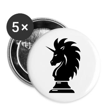 Springer Schach Pferd Einhorn - Buttons groß 56 mm (5er Pack) - Weiß - Vorne