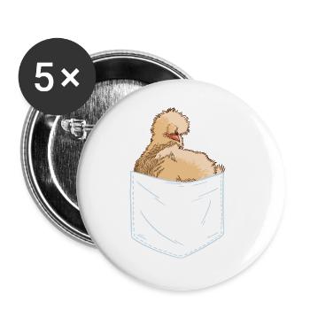 Chicken in Pocket Farm Chicken Coop Gift - Buttons large 2.2''/56 mm (5-pack) - white - Front