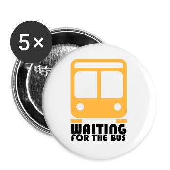 WAITING FOR THE BUS yellow version - Buttons groß 56 mm (5er Pack) - Weiß - Vorne
