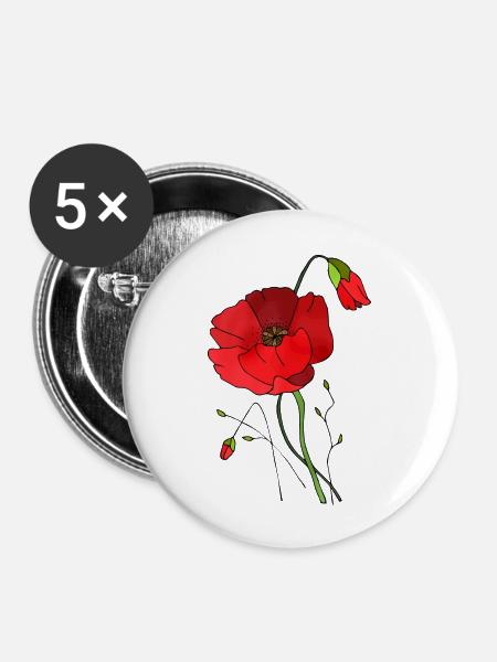 Blume - Buttons groß 56 mm (5er Pack) - Weiß
