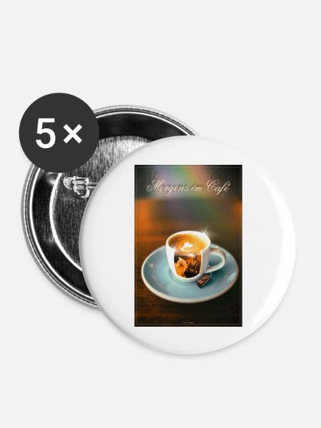 Kaffeehaus Wunder - Buttons groß 56 mm (5er Pack) - Weiß