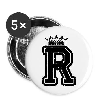 buchstabe R krone - Buttons groß 56 mm (5er Pack) - Weiß - Vorne