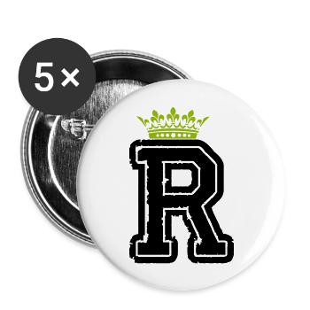 buchstabe R krone - Buttons groß 56 mm (5er Pack) - Weiß - Vorne