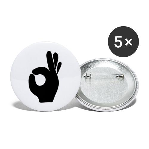 Tasty Hand schwarz - Buttons groß 56 mm (5er Pack)