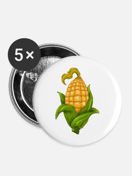 Maiskolben - Buttons groß 56 mm (5er Pack) - Weiß