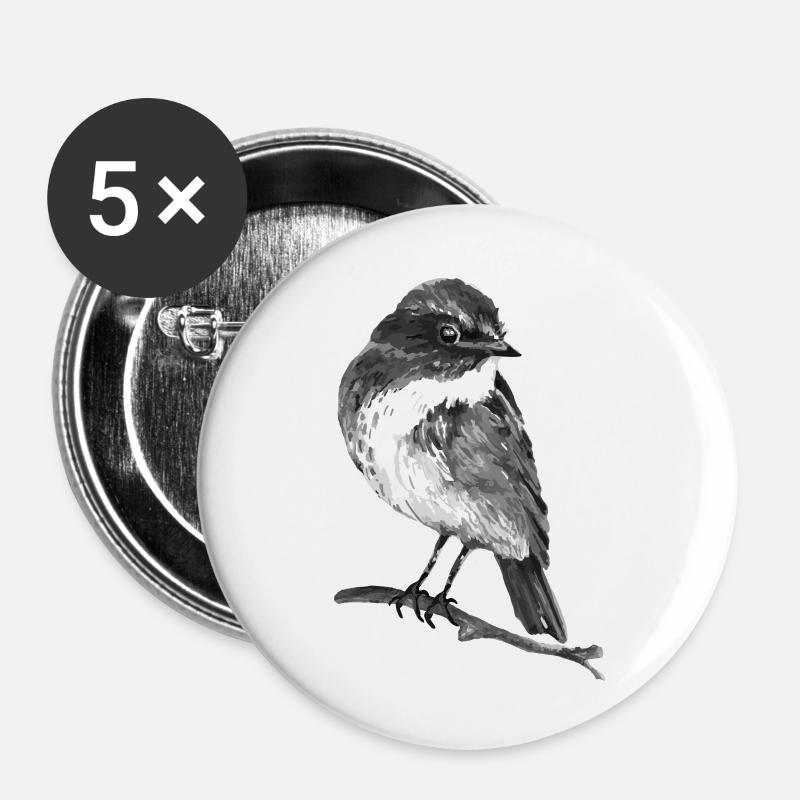 Vogel - Buttons groß 56 mm (5er Pack) - Weiß
