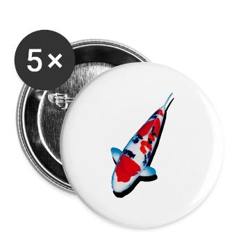 Carpe KOI - Lot de 5 grands badges (56 mm) - blanc - Devant