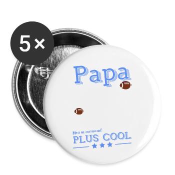 Papa rugbyman tee drole - Lot de 5 grands badges (56 mm) - blanc - Devant