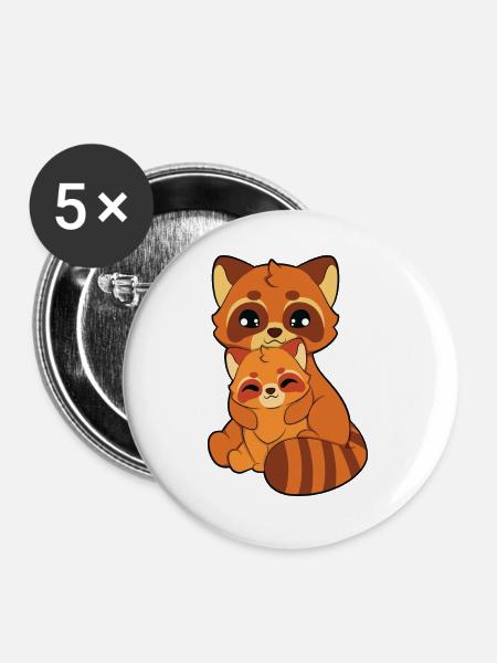 Roter Panda Umarmen - Buttons groß 56 mm (5er Pack) - Weiß