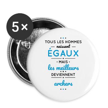 Hommes naissent égaux meilleurs deviennent archers - Lot de 5 grands badges (56 mm) - blanc - Devant