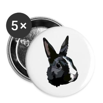 Rabbit black and white - Buttons large 2.2''/56 mm (5-pack) - white - Front