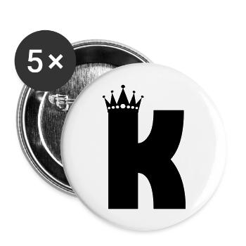 Letter K Crown - Buttons large 2.2''/56 mm (5-pack) - white - Front