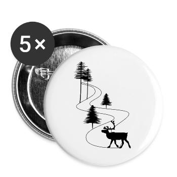 Skandinavien Straße Rentier - Buttons groß 56 mm (5er Pack) - Weiß - Vorne